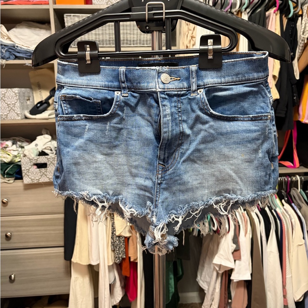 Express Distressed Denim Jean Shorts